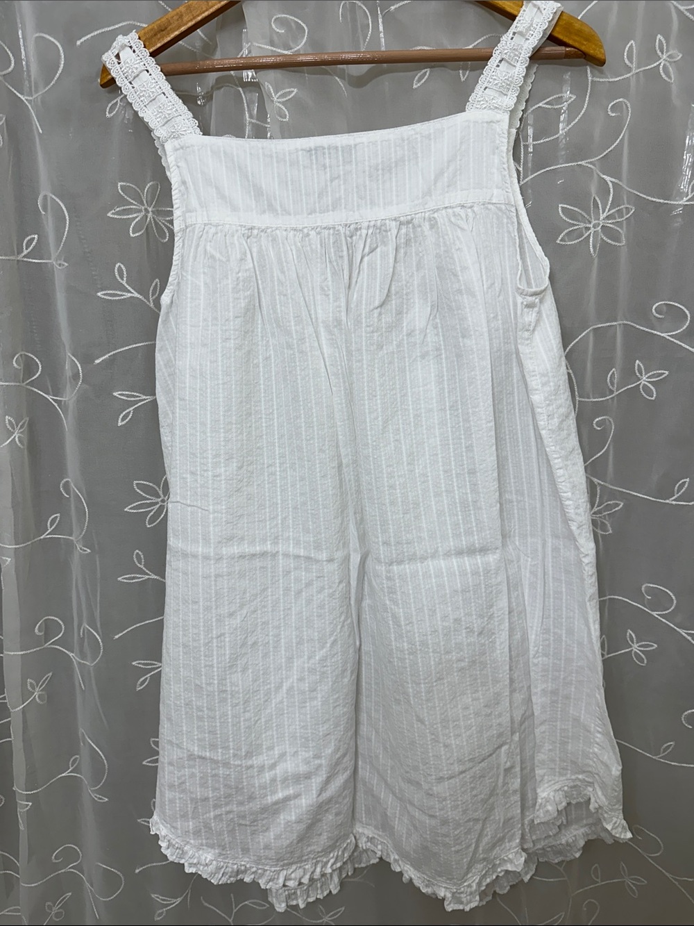 Eileen West White Cotton Lace-Trim Sleeveless Nightgown large - Picture 7 of 8
